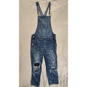 American Eagle Outfitters Overalls Womens Medium Blue Denim Bib Distressed